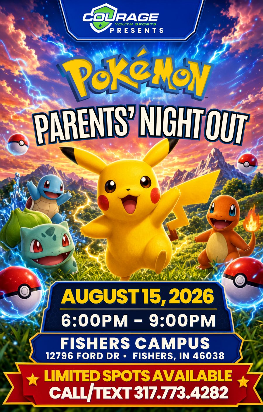 Pok&eacute;mon Parents' Night Out flyer